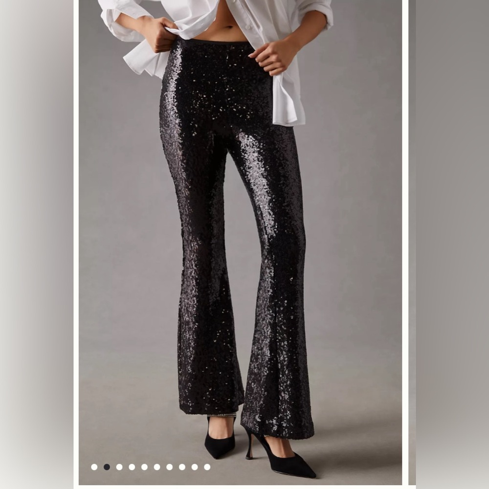 Anthropologie Joni Sequin Flare Pants SZ 12